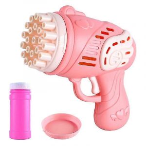 Machine &agrave; bulles automatique 23 trous (rose) pour les enfants avec 1 liquide &agrave; bulles pour le jeu en plein air de la f&ecirc;te de mariage - Neuf