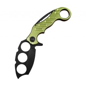Couteau Pliant D'exterieur, Couteau D'autodefense Multifonctionnel, Couteau De Poche Portable En Acier Pour Le Camping Et La Chasse, Vert - Neuf