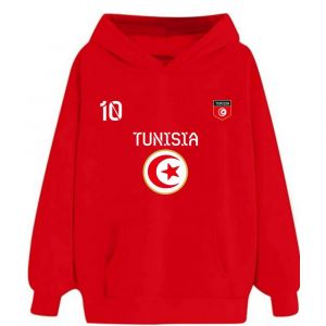 Sweat &Agrave; Capuche Enfant Tunisie (Taille 12/14 Ans,Couleur Rouge) - Neuf