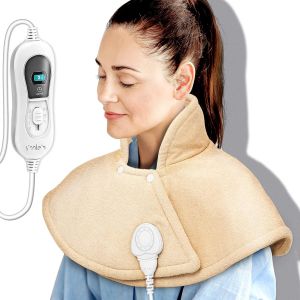 Coussin Chauffante | Couverture Thermique Electrique | Contre le Mal de Dos, Epaule et Nuque |3 Niveaux de Temp&eacute;rature et Arr&ecirc;t Automatique | 100W (Beige) - Neuf