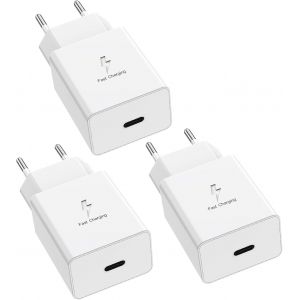 LORANKA-3 Pack Chargeurs USB C pour Samsung, Type-C Chargeur Secteur Rapide, PD Adaptateur Prise USB C Charge pour Samsung Galaxy S23 S22 S21 S20 FE S10e S10 S9 S8,Z Fold 3,Note 9 et T&eacute;l&eacute;phones S&eacute;rie - Neuf