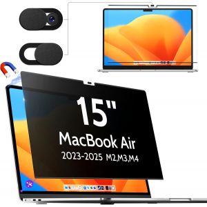 Magn&eacute;tique Filtre de Confidentialit&eacute; pour MacBook Air 15 Inch (2023-2025, M2/M3 /M4 A2941 A3114), Amovible Protecteur d'&eacute;cran Anti Espion-Lumi&egrave;re Filtre Ecran Mac Air 15"" Laptop - Neuf