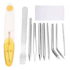 Ensemble de 11 outils pour paracorde en acier inoxydable, pratique pour tricoter des bracelets, des aiguilles a corde plates et a faire soi-meme - Neuf