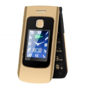 Telephone portable a clapet F301 pour personnes agees, double ecran, gros boutons, grand volume, double carte, longue duree de veille, 100-240 V - Neuf