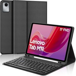 Coque Clavier Pour Lenovo Tab M11 11 Pouces Tb-330xu/330fu, Azerty Clavier Rétroéclairé Magnétique Sans Fil Pour Lenovo Tab M11 11"" 2024, Noir - Neuf