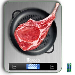Balance De Cuisine Num&eacute;rique 20 Kg/44lb Balance &Eacute;lectronique Avec Plateau Extra Large Et &Eacute;cran Lcd Avec Grand Verre De S&eacute;curit&eacute; Et Tare - Neuf
