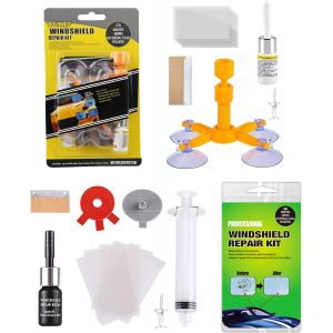 MEVRONISSHOP-2 Pi&egrave;ces Kit Reparation Pare Brise, Colle Pare Brise Reparation Pare Brise, Kit de R&eacute;paration de Verre Fissur&eacute; avec R&eacute;sine de R&eacute;paration pour Fissures/Fissures en Forme D'&eacute;toile/Longue F - Neuf