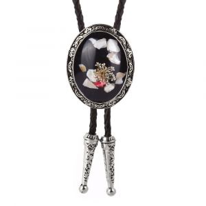 Pierre Naturelle Forme Ronde Bolo Cravate Pour Homme Western Cowboy Cravate Distinguée Noeud Papillon En Cuir Collier Corde Dames Accessoires - Neuf