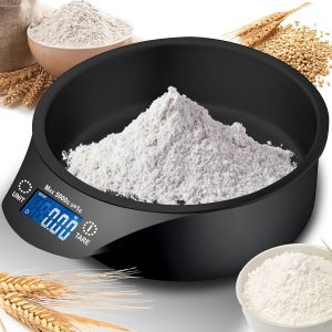 Eryi-Balance De Cuisine Avec Bol, 5 Kg/11 Lb, Électronique, Précision, Pour La Cuisson, Grand Écran Numérique Lcd, Fonction Tare, Auto-Arrêt, Capacité De 700 Ml, 20 Cm X 18 Cm X 5,5 Cm, Noir - Neuf
