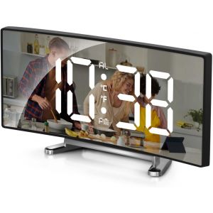 COPF-Réveil Numérique De Chevet Alimenté Par Piles,Petite Horloge Numérique Led Électrique Usb,Réveil De Voyage Pour Chambre À Coucher,Température,Répétition - Neuf