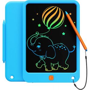 KALANKA-Ardoise Magique Dessin Enfant LCD 10 Pouces,Garçon Fille Coloré Graphique Jouet,Cadeaux d'anniversaire et de Noël Ardoise Magique pour 3 4 5 6 7 8 9 Ans(Bleu+Orange) - Neuf