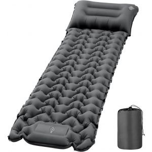 Letnerny-Plaquettes De Couchage De Camping, Tapis De Camping Ultra Léger Avec Coussin De Pompe À Pied Intégré Gonflable Pour Camping Randonnée Randonnée (Gris) - Neuf