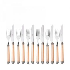 Dorico Bague Argent Vieilli Casa Bugatti M&eacute;nag&egrave;re &Agrave; Dessert Ivoire 12 Pi&egrave;ces Casa Bugatti - Neuf