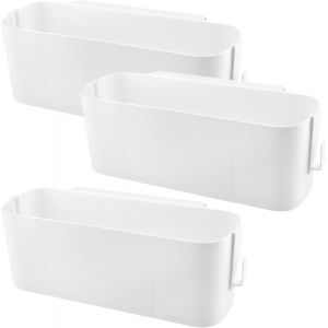MEVRONISSHOP-Lot de 3 panier suspendu rangement pour Chevet, Organisateur de lit Panie, Avec 2 crochets amovibles, En plastique blanc, Pour la maison, le dortoir, le lit superpos&eacute;, le bureau - Neuf