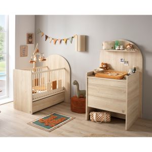 Pack chambre b&eacute;b&eacute; &eacute;volutif &iquest; lit b&eacute;b&eacute; 120x60 transformable en 90x190 + commode &agrave; langer &eacute;volutive en bureau - Neuf