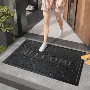 Subzonal-Accueillir Paillasson Ext&eacute;rieur 60x90cm, Tapis Entr&eacute;e Ext&eacute;rieur Anti Poussi&egrave;re, Tapis De Porte Imperm&eacute;able Pour Entr&eacute;e, Chambre, Balcon, Jardin (Gris Fonc&eacute;) - Neuf
