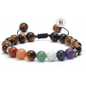 Eryi-Bracelet Shamballa Pierres Naturelles Ajustable | Ebook Offert | Fait Main | Bijoux Femme Homme | Bracelet Pierre Naturelle 7 Chakras | Toutes Les Pierres De Nos Bracelets Sont Naturelles - Neuf