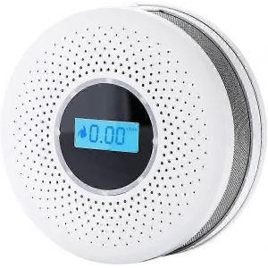Capteur de monoxyde de carbone 2 en 1 Écran LCD Détecteur de fumée Détecteur d'incendie de fumée avec son clignotant Fonctionne sur batterie (non inclus) - Neuf