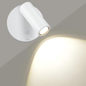 Spot Led Sans Fil Rechargeable Et Dimmable, Avec 3 Temp&eacute;ratures De Couleur, Fonction Minuterie, Commande Tactile Et T&eacute;l&eacute;commande, Pour Plante, D'art, Chambre, Salon, Blanc, 1 Pi&egrave;ce - Neuf