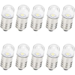Ac/Dc E10 Ampoules, 10pcs 18v Blanc Chaud E10 Ampoules De Rechange Miniature Vis Lampes Led 65lm (18v, Blanc Chaud) - Neuf