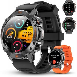 Ulteronixshop-Montre Connect&eacute;e Homme Outdoor, 1,43'' AMOLED Lisible au Soleil, &Eacute;tanche 5ATM, Appels Bluetooth, Autonomie 60 Jours, Boussole, 170+ Modes Sport, Smartwatch Android/iOS (Noir) - Neuf