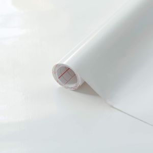 Papier Adhésif Pour Meuble Uni-Colore Laque Blanc-Film Autocollant Décoratif Rouleau Vinyle-Pour Cuisine,Porte-Décoration Revêtement Peint Stickers Collant-45 Cm X 2 M - Neuf