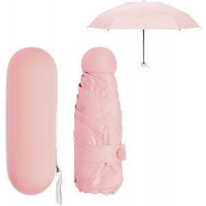 TZF-Parapluie Pliant Mini pour Femme Homme Enfant, 6 Côtes Petit Compact Parapluies de Poche Solide avec Étui, Étanche Résistant Vent Parapluie Solaire Anti UV,Portable Umbrella pour Voyage - Neuf