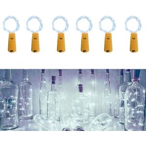 LED Bouteille Cha&icirc;ne de Lumi&egrave;res, [6 pi&egrave;ces] 2m 20 LEDs pour la Bouteille, LED Bouteille Cha&icirc;ne de Lumi&egrave;res Imperm&eacute;able &agrave; l'eau de la Bouteille de Lampe en Fil d'Argent Flexible D&eacute;coration pour No&euml;l - Neuf