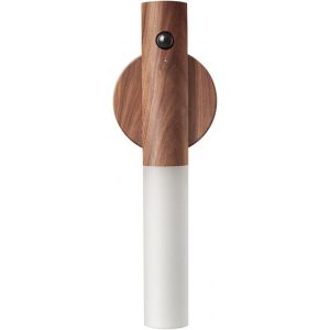 Veilleuse &Agrave; D&eacute;tecteur De Mouvement Avec Capteur Magn&eacute;tique Pour Couloir, &Eacute;clairage Led Rechargeable, Escalier Portable, Applique Murale En Bois Aliment&eacute;e Par Piles (Bois De Noyer, 1 Pi&egrave;ce) - Neuf