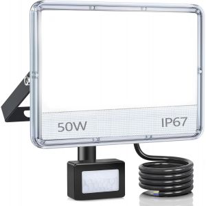 Dgbcz-Projecteur Led Extérieur Avec Détecteur, 50w 5000lm Spot Led Extérieur Avec Detecteur Ip67 Etanche Projecteur Exterieur 6500k, Lampe De Sécurité Pour Jardin Garage Patio - Neuf
