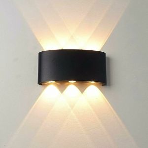 Applique Murale Led D'intérieur (Blanc Chaud), Moderne 6 W, Étanche Ip65, En Aluminium, Spot Supérieur Et Inférieur Pour Salon, Chambre, Hall, Escalier, Couloir - Neuf