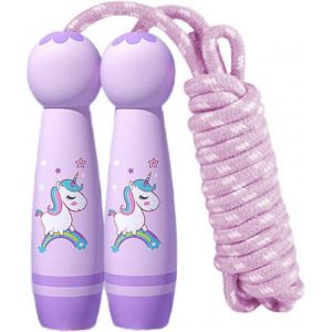 Meimie-Corde À Sauter Réglable Pour Enfant Avec Poignée En Bois,Corde À Sauter Réglable,En Coton,Idéale Pour L'entraînement De Fitness Pour Filles Et Garçons - Neuf