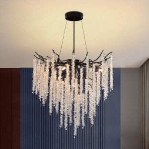 Subzonal-Lustre En Cristal Moderne,Luxe Lampe &Agrave; Pendentif En Cristal Rond,Postmoderne Chandelier Pour Salle &Agrave; Manger, Cuisine, Salon, Chambre, Couloir, Caf&eacute;, Bar(Noir,G9*8,60cm) - Neuf