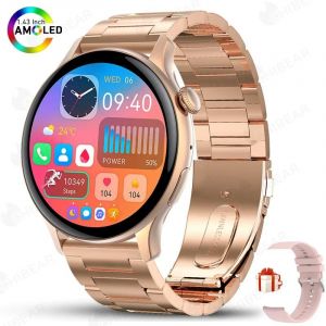 Montre Connectée Amoled Hd Pour Femmes, Surveillance De La Santé, Voix Ai, Appel Bluetooth, Pour Xiaomi Huawei, Nouveau, 2025.Rose Gold Steel.Amoled - Neuf