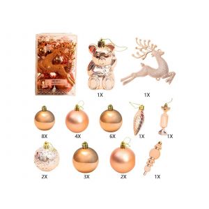 Ensemble de 30 d&eacute;corations de sapin de No&euml;l en or rose pour les f&ecirc;tes - Neuf