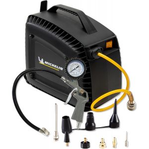 Compresseur à Air Portable MBL-GO COMPACT, sans Huile avec Tuyau, Pistolet de Gonflage avec Manomètre, Pression Max. 8 Bar, Tuyau à Enroulement Automatique, 1.5 CV, Niveau sonore 97 dB LwA - Neuf