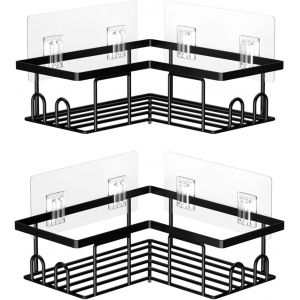 &Eacute;tag&egrave;re De Douche Sans Percage, Etagere Salle Angle De Bain, Rangement Douche Pour Nettoyant Pour Corps De Shampoing (2 Pi&egrave;ces Etag&egrave;re Salle Angle- Noir) - Neuf