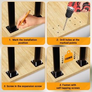 100cm Rampe Main courante d'escalier ovale en forme de Ufer hauteur main courante pour escalier, parapet Noir - Neuf