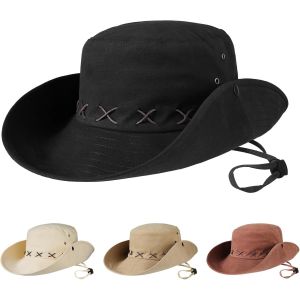 Chapeau De Soleil À Larges Bords Pour Hommes Et Femmes,Chapeau De Cowboy Style Safari,Chapeau De Boonie Jungle,Chapeau De Pêche Pour L'extérieur Imperméable À L'eau,Avec Protection Upf50+.[Z1376] - Neuf