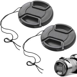 2 Pièces Cache objectif,Cache objectif 52mm,Bouchon d'objectif,Couvercle d'objectif caméra frontale encliquetable,Couvercle d'objectif de caméra,Livré avec petite corde,Objectif de caméra pour 52MM - Neuf
