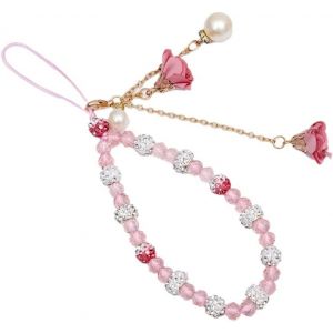 Kal-Chaîne De Téléphone Portable En Strass Avec Strass - Pendentif En Forme De Fleur - Pour Téléphone Portable - Pour Femme - Rose - Neuf
