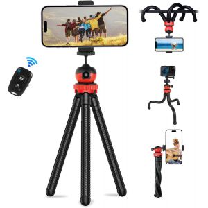 Loc-Trépied Pour Téléphone Portable,Rotatif À 360° Flexible Mini Trepied,3 En 1 Trepied Smartphone Avec Télécommande Bluetooth,Pour Phones,Camera & Gopro,Idéal Pour Enregistrement Vidéo - Neuf