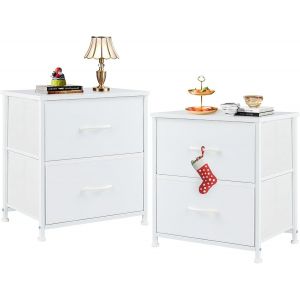 Lot De 2 Tables De Chevet En Tissu - Armoire &Eacute;troite - Commode De Chambre &Agrave; Coucher - Style Industriel - Pour Salon, Chambre D'enfant, Couloir - Neuf