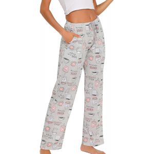 Pantalon De Pyjama Pour Femme - Joli Bas De Pyjama En Coton Imprim&eacute; Avec Poches - Neuf