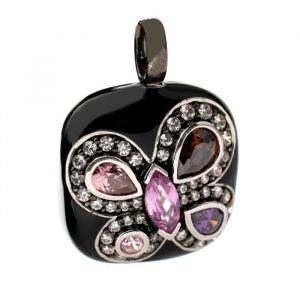 Pendentif - Folli Follie - 3p8b115km - Alliage De M&eacute;tal Dor&eacute; Rose - Cristal - Noir - Neuf