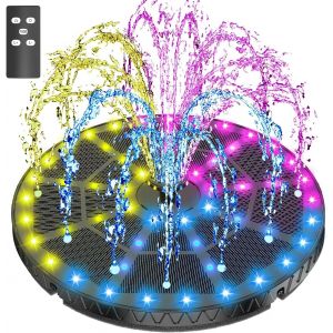Mevronisshop-Fontaine Solaire 6w Avec T&eacute;l&eacute;commande, 54 Leds Lumi&egrave;res Color&eacute;es Et 4000mah Batterie, Solaire Flottant Ext&eacute;rieur Fontaine Pompe Bassin Solaire Avec 8 Buses Pour Bain D'oiseaux, &Eacute;tang, Pa - Neuf