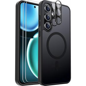 LORANKA-pour Samsung Galaxy S24 FE Coque Magn&eacute;tique Antichoc, Compatible MagSafe, avec Protecteur d'&Eacute;cran X2 + Protecteur d'Objectif de Cam&eacute;ra X2, Coque Translucide Anti-Empreintes pour Samsung Galax - Neuf