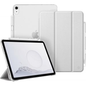 LORANKA-Coque pour iPad Air 11 Pouces (M3) 2025/(M2) 2024 et iPad Air 5e/4e G&eacute;n&eacute;ration 10.9 Pouces (2022/2020) - [Rangement de Stylet] &Eacute;tui Transparent Mat, Housse Fine, Argent - Neuf