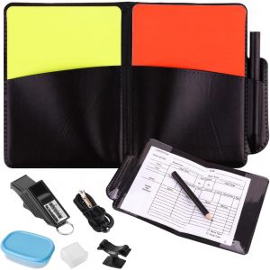 Acdsgd-Cartes D'arbitre De Football, Ensemble De Sifflet D'arbitre Professionnel Avec Bo&icirc;te De Rangement, Prot&egrave;ge-Dents De Sifflet, Carte D'arbitre En Pvc Rouge Et Jaune, Porte-Carte De Score - Neuf