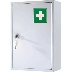 SUBZONAL-Armoire Murale de Premiers Secours M&eacute;dical M&eacute;dicament M&eacute;tal Acier Bo&icirc;te Cabinet Verrouillable &Eacute;tui Bo&icirc;te - Neuf